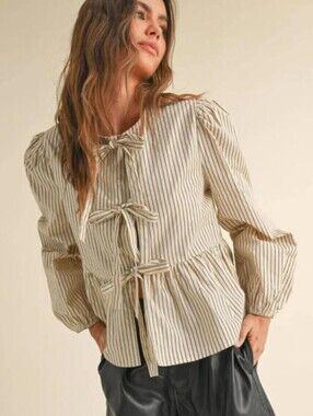 Miou Muse Tie Front Shirt - Small NWOT